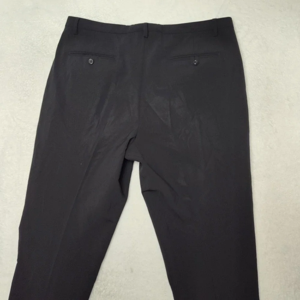 JCrew Pants Mens 33x30‎ Black Wool Spandex Stretch Flat Front Dress Slacks Suit